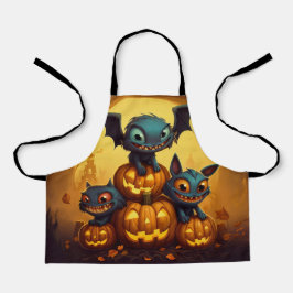 Fröhliche Halloween-Monster lächeln in der Höhle Schürze