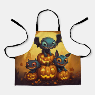 Fröhliche Halloween-Monster lächeln in der Höhle Schürze