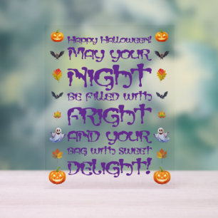 Fröhliche Halloween-Nacht des Schreckens Acrylschild
