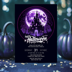 Fröhliche Halloween-Party-Einladung Purpur Heimg Einladung