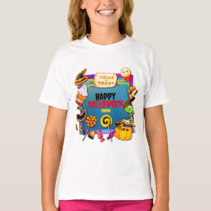 Fröhliche Halloween-Party voller Süßigkeiten oder T-Shirt
