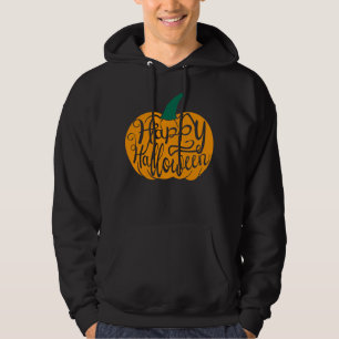 Fröhliche Halloween-Schrift auf geschnitztem Kürbi Hoodie