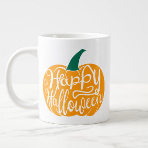 Fröhliche Halloween-Schrift auf geschnitztem Kürbi Jumbo-Tasse