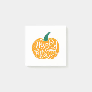 Fröhliche Halloween-Schrift auf geschnitztem Kürbi Post-it Klebezettel