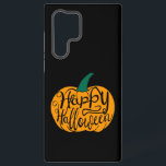 Fröhliche Halloween-Schrift auf geschnitztem Kürbi Samsung Galaxy Hülle<br><div class="desc">Stilvolle Typografie Happy Halloween,  auf Kürbis geschnitzt,  zeichnend in flachem Stil</div>