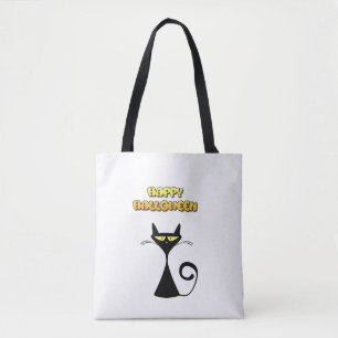 Fröhliche Halloween-Schwarze-Katze-Süßigkeiten-Tüt Tasche