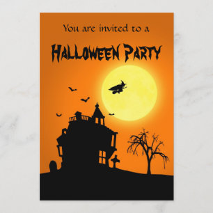 Fröhliche Halloween-Silhouette Landschaft Einladung