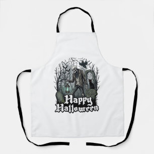 Fröhliche Halloween-Skelett-Laterne Schwarze Katze Schürze