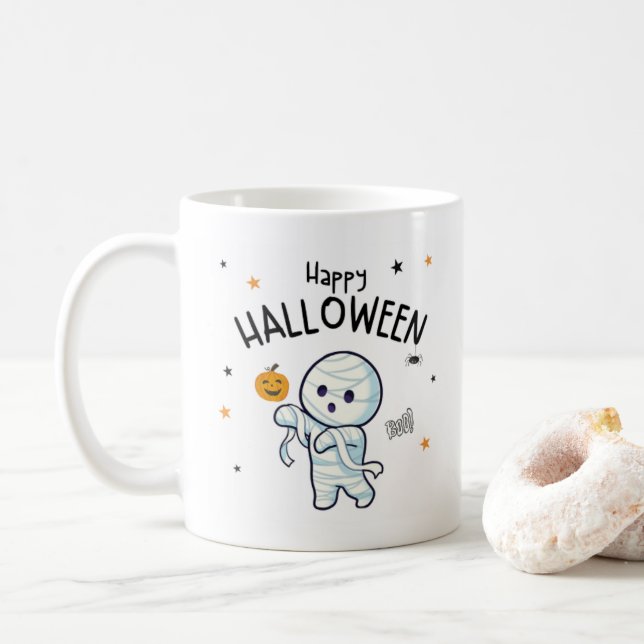 Fröhliche Halloween-Tasse Kaffeetasse (Mit Donut)