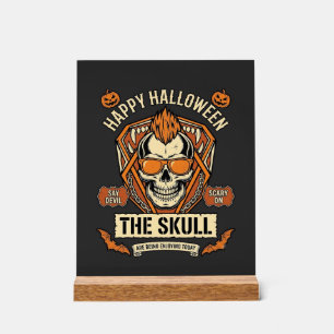 Fröhliche Halloween-Totenkopf-Mohawk-Sonnenbrille Acrylschild