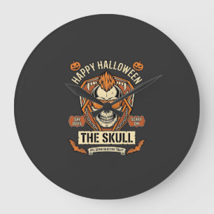 Fröhliche Halloween-Totenkopf-Mohawk-Sonnenbrille Große Wanduhr