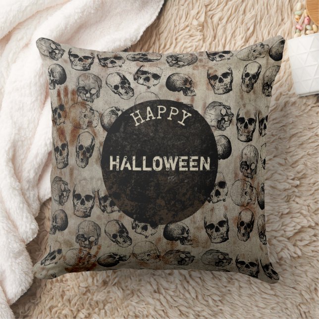 Fröhliche Halloween-Vintage Schädel Kissen (Decke)