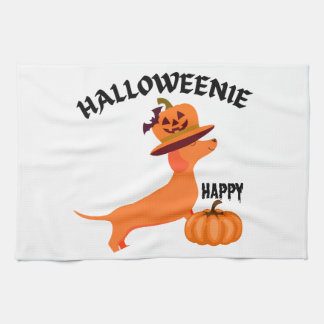 Fröhliche Halloweenie Harley Geschirrtuch