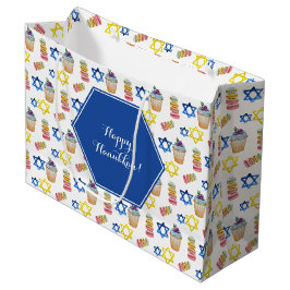 Fröhliche Hanukkah Wasserfarbe Personalisiert Große Geschenktüte