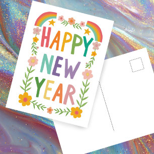 Fröhliche, hässliche HAPPY - Handschrift des neuen Postkarte