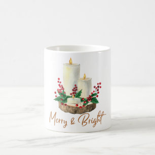 Fröhliche & helle Kerzen-Stechpalmen-Weihnachts-Ka Kaffeetasse