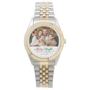 Fröhliche & Helle Skript Individuelle Foto Damen Armbanduhr
