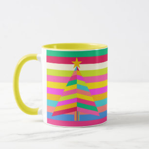 fröhliche, helle Streifen farbenfroher Weihnachtsb Tasse