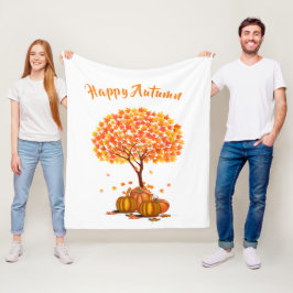 Fröhliche Herbst-/Herbstbaum-Blätter Gemütlich dek Fleecedecke