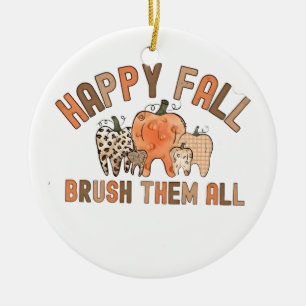 Fröhliche Herbst-Zahnbürsten-aller-Zähne Zahnarzt Keramik Ornament