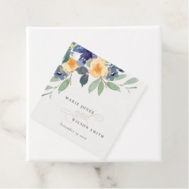 fröhliche Hochzeit von gelber blauer Wasserfarbe Geschenkanhänger