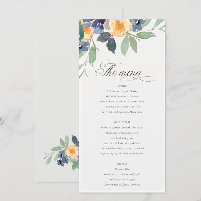 Fröhliche Hochzeitskarte "Gelbe Blüte" Dankeskarte (Vorne/Hinten)