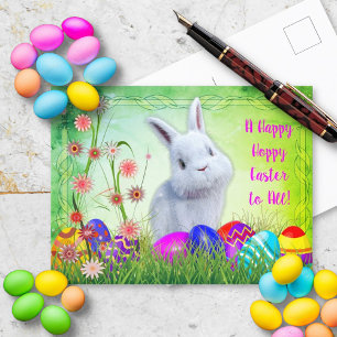 Fröhliche hoppelige Ostergrüße Postkarte