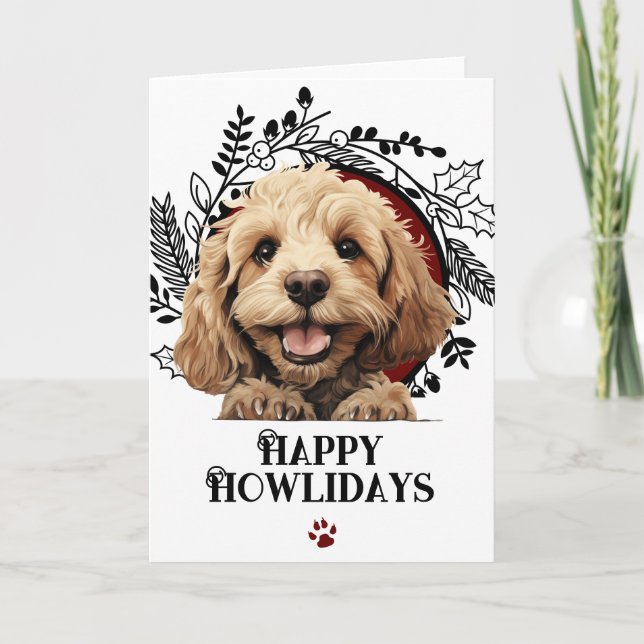 Fröhliche Howlidays Cockapoo Hund Weihnachten (Vorderseite)