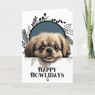 Fröhliche Howlidays Pekinese Hund Feiertagskarte