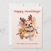 Fröhliche Howlidays Süße Corgi Weihnachtskarte