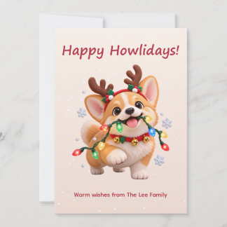 Fröhliche Howlidays Süße Corgi Weihnachtskarte Feiertagskarte