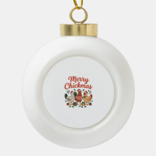 Fröhliche Hühnerweihnacht Hühner Weihnachten Keramik Kugel-Ornament