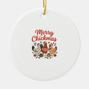 Fröhliche Hühnerweihnachten Hühner Weihnachten Keramik Ornament