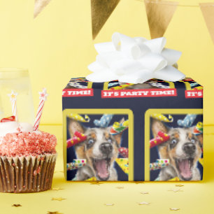Fröhliche Hundeparty-Tutgeräte Geschenkpapier