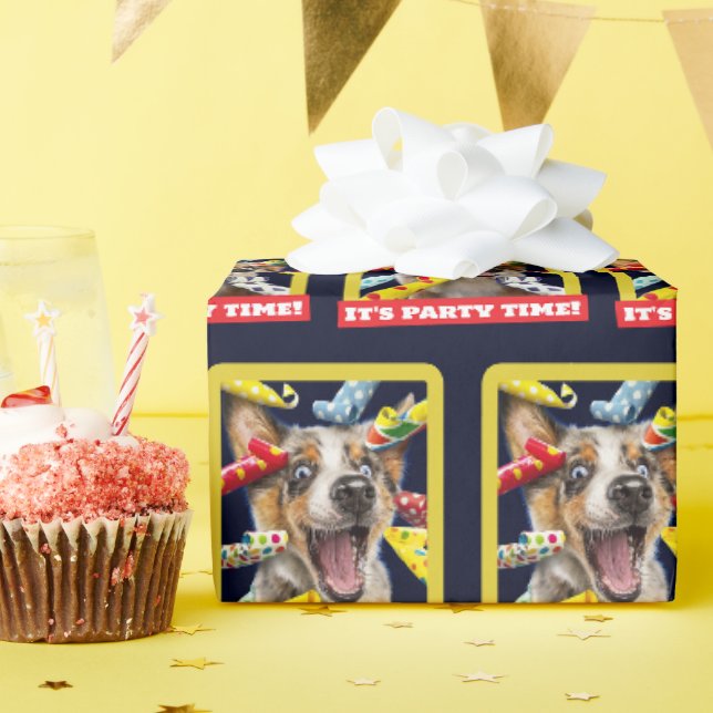 Fröhliche Hundeparty-Tutgeräte Geschenkpapier (Geburtstagsparty)