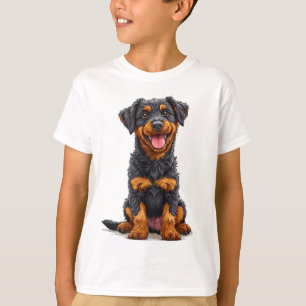 Fröhliche Illustration eines Schwarzbraunen Hundes T-Shirt