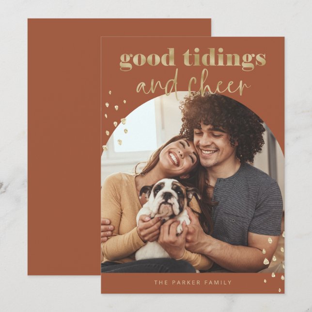 Fröhliche Imitate Gold | Ein Foto Weihnachten (Vorne/Hinten)