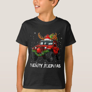 Fröhliche Jeepmas hässliches Licht Rentier Weihnac T-Shirt