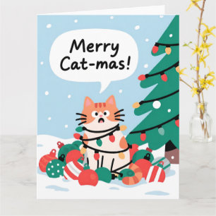 Fröhliche Kat-Zmas Niedliche Lustige Katze Weihnac Karte