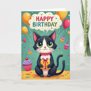Fröhliche Katzen-Illustrationskarte Karte