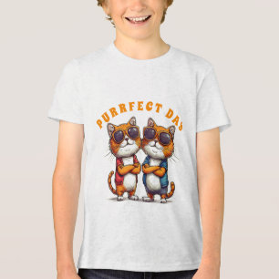 Fröhliche Katzen mit Sonnenbrille im lustigen Stil Tri-Blend Shirt