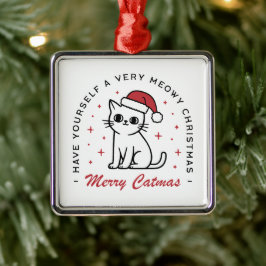 Fröhliche Katzen Weihnachts-Katze rot ästhetisch Ornament Aus Metall