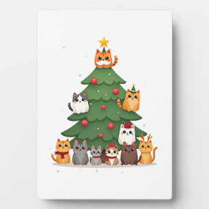 Fröhliche Katzenweihnachten Lustiger Weihnachtsbau Fotoplatte