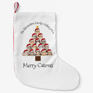 Fröhliche Katzenweihnachten Personalisierte Famili Kleiner Weihnachtsstrumpf
