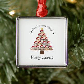 Fröhliche Katzenweihnachten Personalisierter Famil Ornament Aus Metall