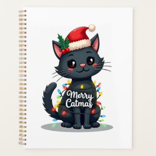 Fröhliche Katzenweihnachten Schwarze Katze Weihnac Planer