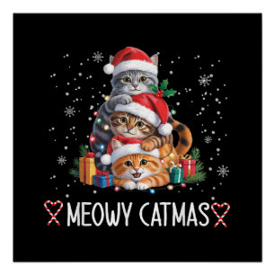 Fröhliche Katzenweihnachten Weihnachtsbaum Lustig Poster