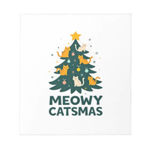Fröhliche Katzenweihnachten Weihnachtsbaum Lustige Notizblock