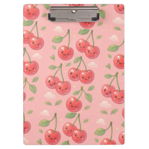 Fröhliche Kawaii Cherry Muster Illustration Klemmbrett