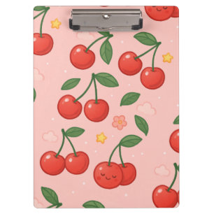 Fröhliche Kawaii Cherry Muster Illustration Klemmbrett